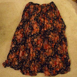 Flowered Black Maxi Skirt